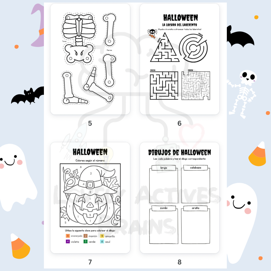 Halloween Activity Book: Spanish Version