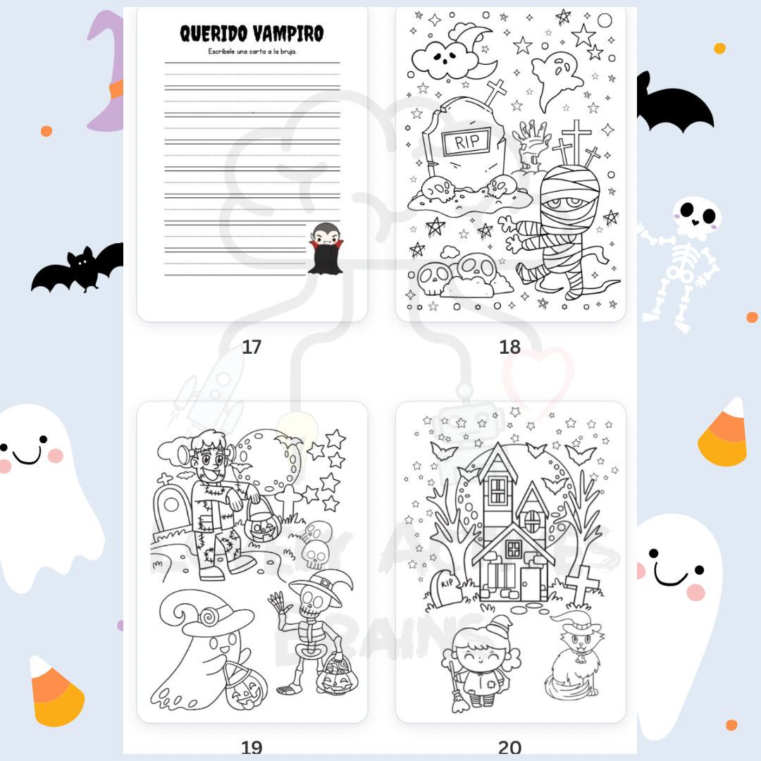 Halloween Activity Book: Spanish Version